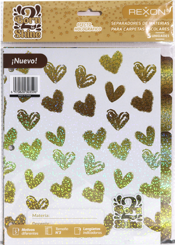 (0652**BO) SEPARADOR N3 REXON BORN TO SHINE 2 - CARPETAS - SEPARADORES ESCOLARES/A4