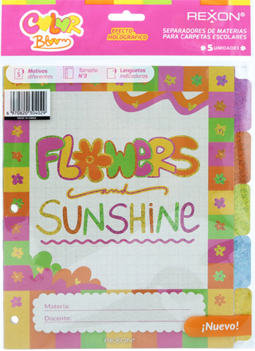 (0652**CB) SEPARADOR N�3 REXON COLOR BLOOM - CARPETAS - SEPARADORES ESCOLARES/A4