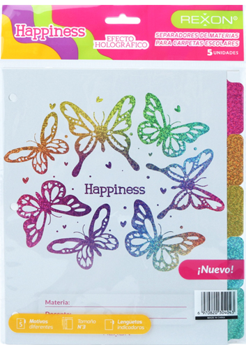 (0652**HA) SEPARADOR N�3 REXON HAPPINES - CARPETAS - SEPARADORES ESCOLARES/A4