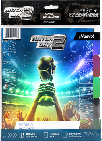 (0652**MA) SEPARADOR N3 REXON MATCH DAY 2 - CARPETAS - SEPARADORES ESCOLARES/A4
