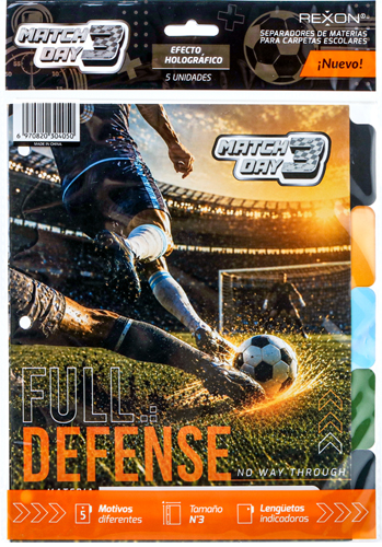 (0652**MD) SEPARADOR N�3 REXON MATCH DAY 3 - CARPETAS - SEPARADORES ESCOLARES/A4