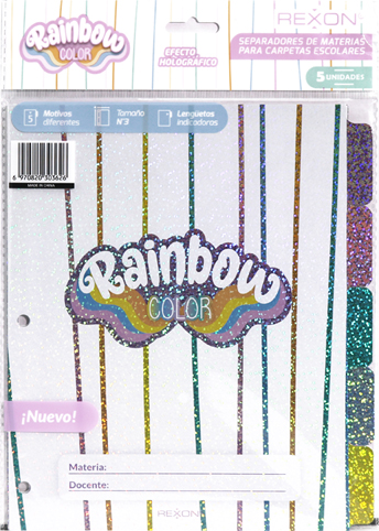 (0652**RC) SEPARADOR N3 REXON RAINBOW COLOR - CARPETAS - SEPARADORES ESCOLARES/A4