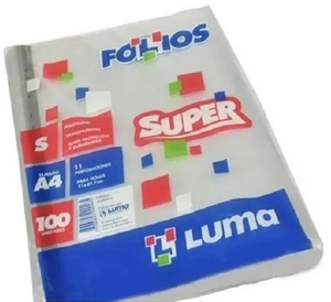 (100042) FOLIOS X 100  A4 SUPER LUMA 70M E.F - FOLIOS Y FUNDAS - FOLIOS A4