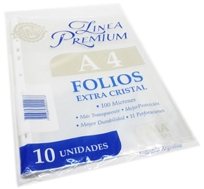 FOLIOS X 10PAQ.A4 PREMIUM 100M - FOLIOS Y FUNDAS - FOLIOS A4