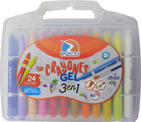 (120215) CRAYON EZCO X24 GEL ACUA.+PINCEL - CERAS/CRAYONES - CERAS/CRAYONES