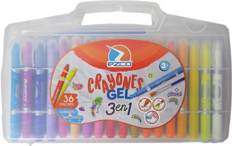 (120225) CRAYON EZCO X36 GEL ACUA.+PINCEL - CERAS/CRAYONES - CERAS/CRAYONES