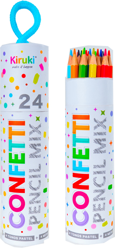 (12196T) LAPICES KIRUKI X24 EN TUBO MIX COLO - LAPICES COLOR - LAPICES COLOR