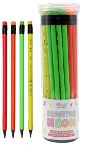 (12505F) LAPIZ GRAFITO KIRUKI FLUO C/G - LAPICES GRAFITO - LAPICES GRAFITO