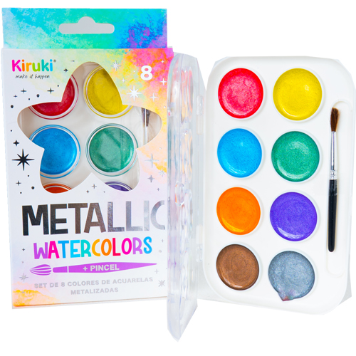 (14299M) ACUARELA KIRUKI X 8 METAL E/RIG +P - LINEA ARTISTICA - ACUARELAS