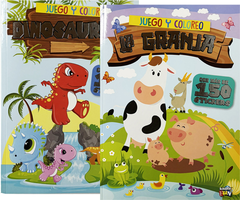 (147367) LIBRO FUN JUEGO Y COLOREO C/STICKER - LIBROS - LIBROS