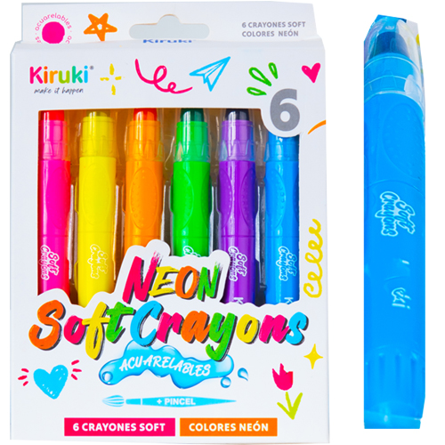(15171F) CRAYON KIRUKI SOFT NEON ACUAR X6 - CERAS/CRAYONES - CERAS/CRAYONES
