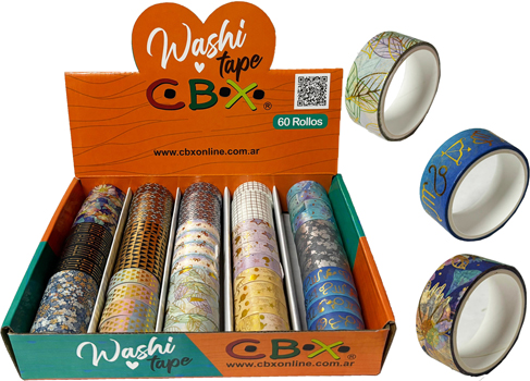 (153678) ROLLO CINTA WASHI TAPE CBX METALIZ. - LINEA ARTISTICA - WASHI TAPE