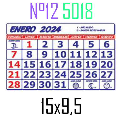 (15457) CALENDARIO NIVEL 5018 Nº12 15X9.5 - AGENDAS 2024 - REPUESTOS/CALENDARIO