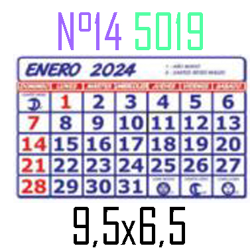 (15497) CALENDARIO NIVEL 5019 Nº14 9.5X6.5 - AGENDAS 2024 - REPUESTOS/CALENDARIO