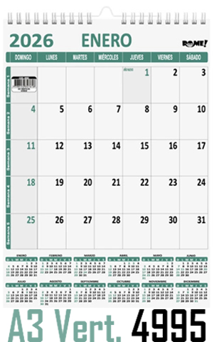 (15814) PLANIF.R 4995 A3 VERT.VE 29.7X42 - AGENDAS - REPUESTOS/CALENDARIO