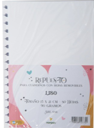 (159172) REP NO CUA/REMOV.80HL 681L 90GRS - CUADERNOS/LIBRETAS/REPUESTOS - CUADERNOS 16X21