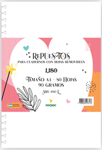 (15917L) REP NO CUA/REMOV.A4 80HL 680L 90GR - CUADERNOS/LIBRETAS/REPUESTOS - CUADERNOS 16X21