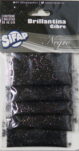 (1653**NE) BRILLANTINA S GIBRE NEGRA TIRA X5 - LINEA ARTISTICA - BRILLANTINAS