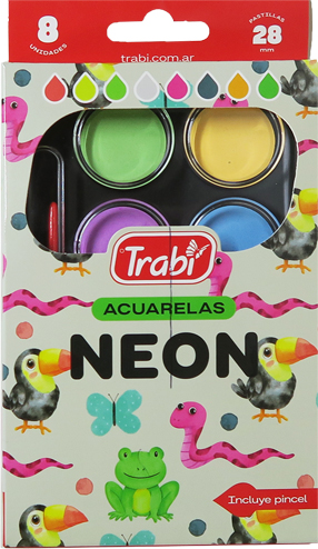 (165359) ACUARELA TRABI EST.X8 NEON - LINEA ARTISTICA - ACUARELAS
