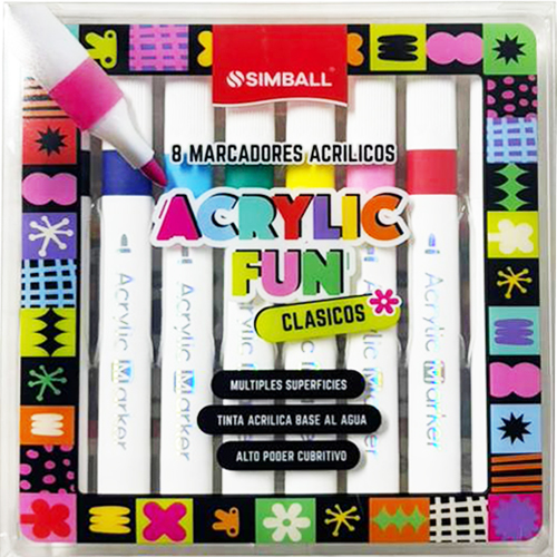 (16615) MARCADOR SIM ACRIL.FUN CLASICO X8 - MARCADORES - MARCADOR VARIOS