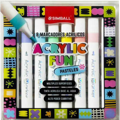 (16616) MARCADOR SIM ACRIL.FUN PASTEL X8 - MARCADORES - MARCADOR VARIOS