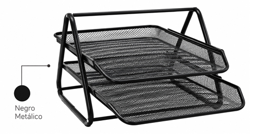 (17056) BANDEJA METALICA 2 PISOS NEGRA - LINEA ESCRITORIO - LINEA ESCRITORIO