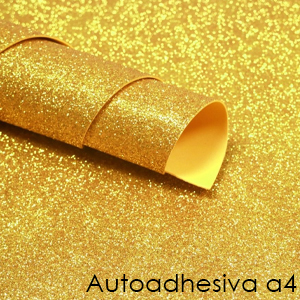 (1769**OR) GOMALINA A4 GLITTER X10 ORO - GOMA EVA/CORCHO - GLITTER