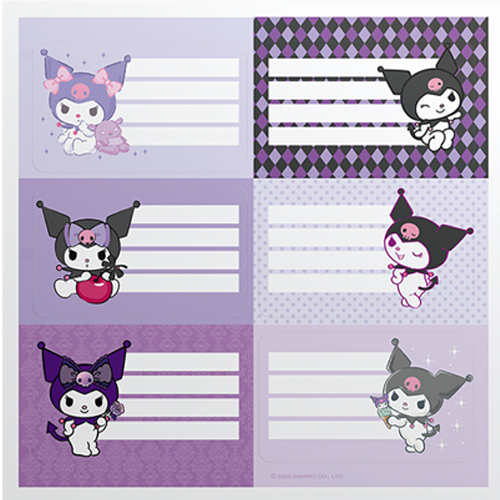 (1800**KU) ETIQUETAS MOO KUROMI (2X6) - ETIQUETAS - ETIQUETAS ESCOLARES