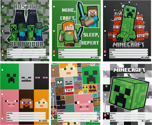 (1804**MI) SEPARADOR N�3 MOO MINECRAFT - CARPETAS - SEPARADORES ESCOLARES/A4