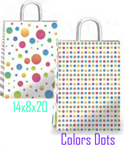 (18123**CD) BOLSA F 14X8X20 COLORS DOTS - BOLSAS/PAPELES/MOOS - BOLSAS