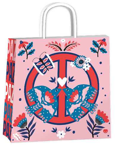 (18125**PA) BOLSA F 22X10X24 PAZ Y AMOR - BOLSAS/PAPELES/MO�OS - BOLSAS