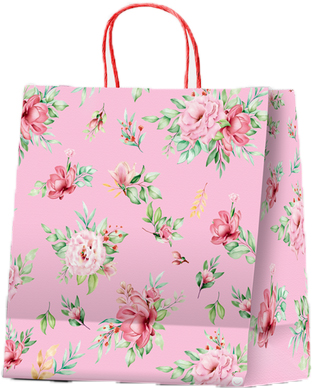 (18125**PF) BOLSA F 22X10X24 PINK FLOWERS - BOLSAS/PAPELES/MOOS - BOLSAS