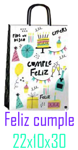 (18127**FC) BOLSA F 22X10X30 FELIZ CUMPLE - BOLSAS/PAPELES/MOOS - BOLSAS