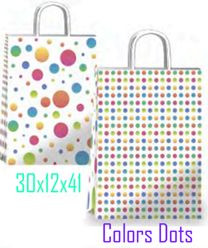 (18130**CD) BOLSA F 30X12X41 COLORS DOTS - BOLSAS/PAPELES/MOOS - BOLSAS