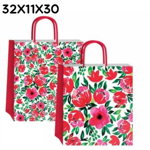 (18133**FA) BOLSA F 32X10X30 FLORES ACUARELADAS - BOLSAS/PAPELES/MOOS - BOLSAS