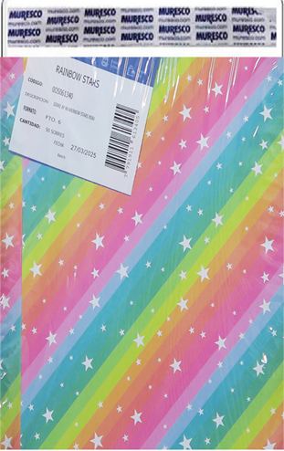 (1821**1340) SOBRE M-N6 24X30 RAINBOW STARS 340 - SOBRES - REGALO