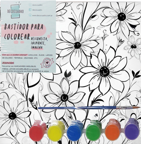 (1838**FL) BASTIDOR 20X20 FLORCITAS C/ACC - LINEA ARTISTICA - BASTIDORES