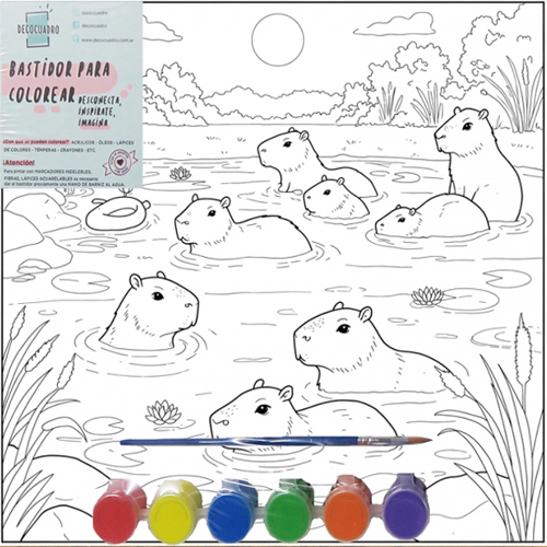 (1839**CL) BASTIDOR 20X20 CAPYBARA EN LAGO C/A - LINEA ARTISTICA - BASTIDORES