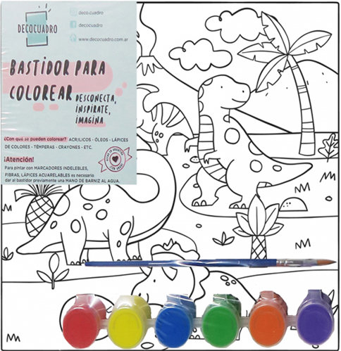 (1839**DI) BASTIDOR 20X20 DINOSAURIOS C/ACC - LINEA ARTISTICA - BASTIDORES