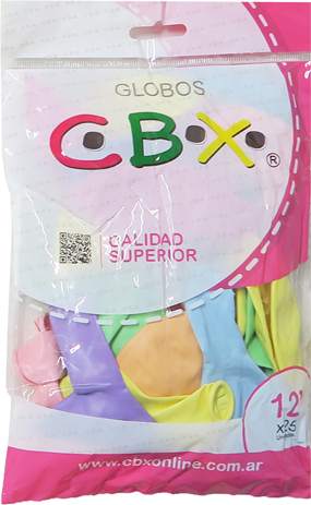 (192056) GLOBOS CBX PER.PASTEL 12" X25 SURT - LINEA REGALERIA - GLOBOS