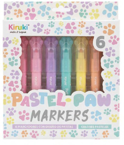 (201565) MARCADOR KIRUKI X 6 PASTEL PAW PAW - MARCADORES - MARCADOR ESCOLAR