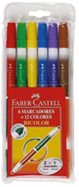 (205140) MARCADOR FABER X 6=12 BICOLOR - MARCADORES - MARCADOR ESCOLAR