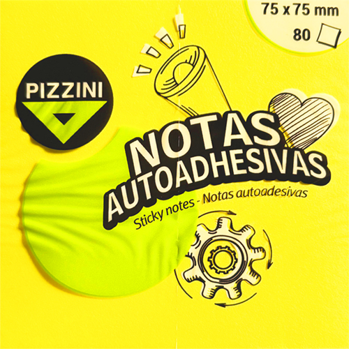 (2180**AM) NOTAS ADH.PIZ FLUO 75X75 AMAR.80H - NOTAS ADHESIVAS - NOTAS ADHESIVAS