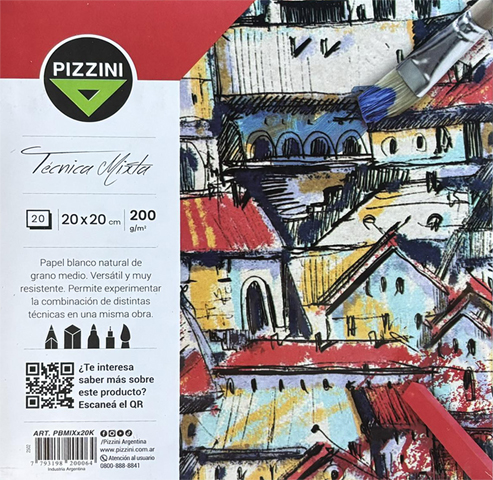 (224236) BLOCK PIZZ.TEC.MIXT.200GR 20H 20X20 - LINEA ARTISTICA - VARIOS ARTISTICA