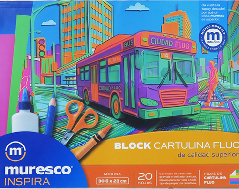 (326215) BLOCK MUR CARTULINA FLUO X20HJS - PAPELERIA - PAP.BLOCK