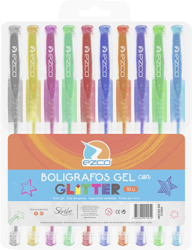 (35084B) BOLIGRAFO GEL EZCO GLITTER EST.X10 - BOLIGRAFOS - BOLIGRAFOS USO DIARIO