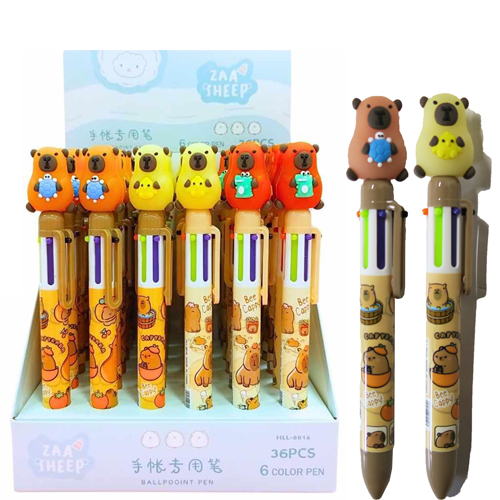(36069C) BOLIGRAFO FANT. 6COL CAPYBARA 28884 - BOLIGRAFOS - BOLIGRAFOS FANTASIA