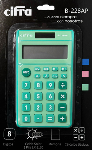 (52697) CALCULADORA CIFRA B-228AP COLOR CHI - CALCULADORAS - CALCULADORAS