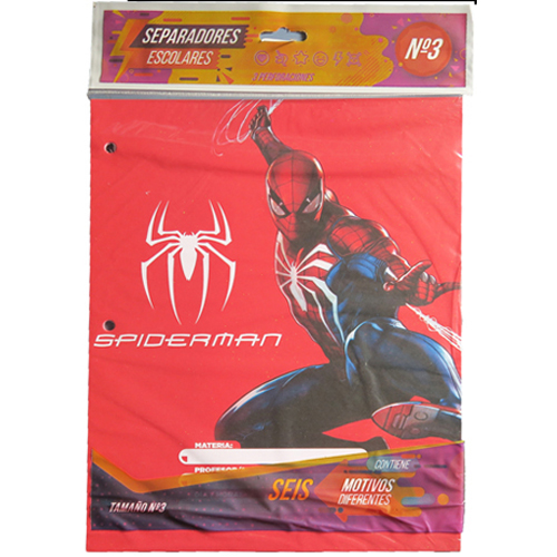 (6042**SP) SEPARADOR N3 IG SPIDERMAN 6 POSIC. - CARPETAS - SEPARADORES ESCOLARES/A4