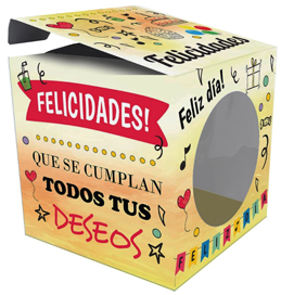 (6055**FEL) CAJA CUBO GALLETITAS FELICIDADES - CAJAS - CAJAS CARTON